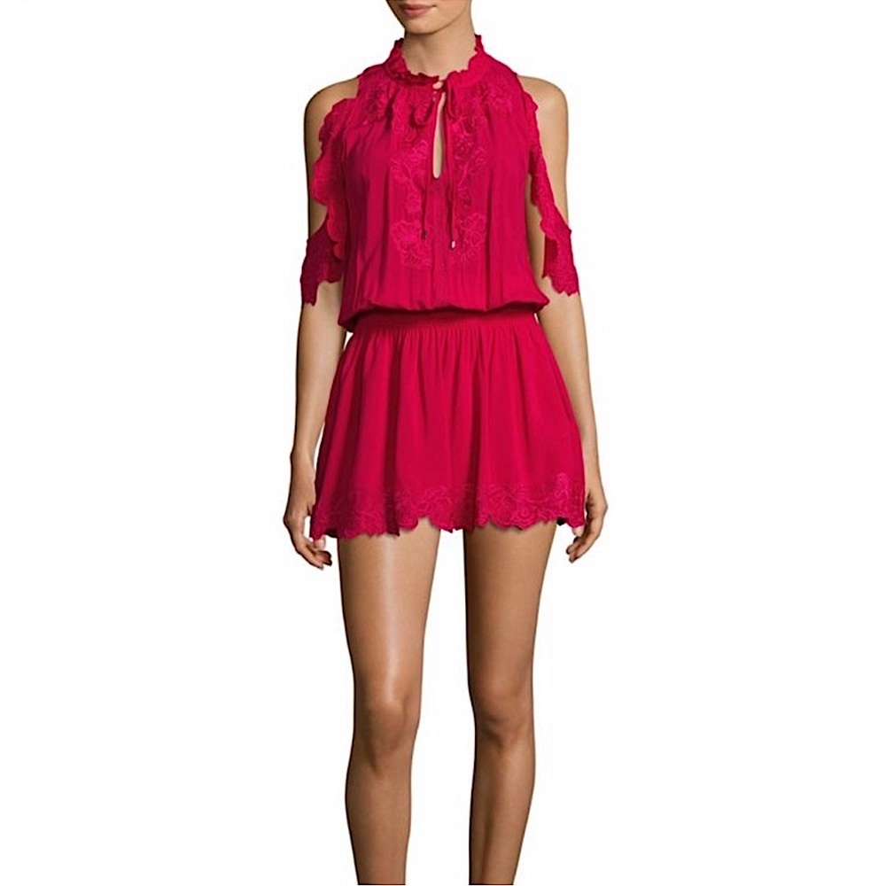 Parker Embroidered Lace Cold Shoulder Romper, NEW - Picture 7 of 15